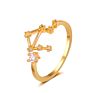 Gold Plated Cubic Zirconia 12 Zodiac Sign Letters Fine Jewelry for Women Men Birthday Gift Bijoux Constellation Rings