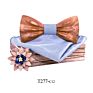 Handmade 3D Adjustable Bow Tie Wooden Set with Pocket Square Brooches for Men