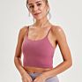 in Built Bra Short Style Sports Yoga Wear Crop Fitness Workout Women's Tank Cami Tops