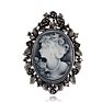 Jaenones Vintage Rhinestone Brooches Queen Head Portrait Brooch Cameo Brooch Sets