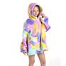 Kids Design Animal Rabbit Oversized Grey Sherpa Sweatshirt Wearable Hooded Blankets Hoodie Blanket