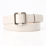 Lady Alloy Square Buckle No Hole Waist Belt Adjustable Jeans Pu Belt for Woman