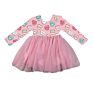 Lz Children Pink Rainbow Printing Tutu Dress for Kid Valentines Day Longsleeve Baby Girl Dress Party Dresses