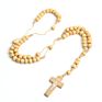 Natural Wood Beads Hand-Woven Wooden Beads Jerusalem Catholic Religious Strand Jewelry Cross Jesus Rosary Necklace