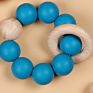Custom Non-Toxic Wooden Teething Toy Silicone Beads Baby Teether