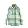 Oversized Design Plaid Color Shirt Coat Casual Women's Jackets with Pocket