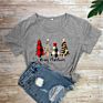 Retro Merry Christmas Trees T-Shirt Cute Women Holiday Gift Shirt