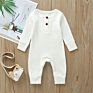 Newborn Baby Ribbed Cotton Baby Girls Boys Jumpsuit With Button
