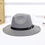 Style Woollen Hat Big Brim Buckle and British Pu Leather Belt Fedora Hat for Ladies