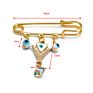 Third Eye Pendant Clothes Pin Hand Eye Cross Rhinestone Brooch Dainty Gold Plated Hamsa Hand Devil Eye Brooch Pin for Women Men