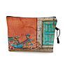 Vintage Beach Scenery Print Women Travel Storage Bag Linen Cloth Toiletries Organize Cute Cosmetic Bag Portable Make up Pouch