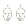 Vriua Abstract Hollow Out Face Dangle Earrings for Women Statement Long Drop Earrings Jewelry Earrings Boucles D'oreille