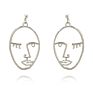 Vriua Abstract Hollow Out Face Dangle Earrings for Women Statement Long Drop Earrings Jewelry Earrings Boucles D'oreille