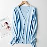 Women Autumn/ Knit Cardigan with Button Solid Color V-Neck Slim Ladies Wool Designer Outer Sweater