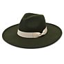 Womens Classic Wide Brim Floppy Panama Bow Hat Belt Buckle Wool Felt Fedora Hat
