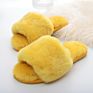 Women's Soft Indoor Home Fluffy Fuzzy Sheep Slippers Real Wool Fur Sheepskin Open Toe Fur Slides Slippers
