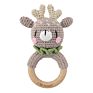Wooden Ring Crochet Bunny Bear Fox Elephant Deer Giraffe Animal Crochet Rattle Teething Toy