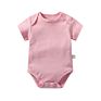 Yiwu 0-24M 100% Organic Cotton Plain Infant Newborn Baby Pink Blue White Unisex Rompers Short Sleeve Jumpsuit