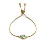 Adjustable 18K Gold Plated Brass Chain Natural Gemstone Faceted Labradorite Teardrop Charm Bracelet