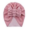 Autumn Soft Warm Beanies Photography Props Infant Headwraps Baby Hats Solid Faux Cashmere Hat Turban with Bows