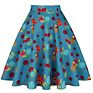 Black Rose Printed Floral Skirt High Waist Women Cotton 50S 60S Punk Flare Retro Vintage Skirt Vd0020