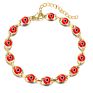 Boho 18K Gold Plated Lucky Evil Eyes Bracelet 7.5 Inch Blue Evil Eyes Charm Bracelet for Girls