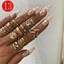 Boho Vintage Ring Set Gold Knuckle Rings for Women Crystal Star Crescent Geometric Female Finger Rings Set Jewelry