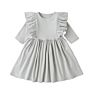 Customized Ruffle Sleeve Design Ladies Girl Solid Cotton Twirl Casual Elegant Baby Girl Casual Wear Casual Dresses