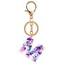 Direct Real Flower Resin Accessory Colorful Girl Alphabet Acrylic 26 Letters Resin Keychain