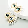 Gold Plated Big Eyes Diamond Evil Eyes Alloy Crystal Stud Earrings Women