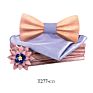 Handmade 3D Adjustable Bow Tie Wooden Set with Pocket Square Brooches for Men