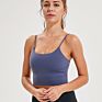 in Built Bra Short Style Sports Yoga Wear Crop Fitness Workout Women's Tank Cami Tops