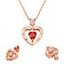 Krkc Women Jewelry 925 Sterling Silver 18K White Rose Gold Plated Garnet Gemstone Heart Shape Pendant Heart Necklaces