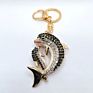 Muyang Style Multiple Diamond Dolphin Shape Keychain Colorful Alloy Kids Keychain Rose Gold Keyring for Gift