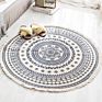 Nordic Ethnic Style Cotton Linen round Floor Mat for Living Room Bedroom Anti-Slip Doormat Tassels Boho Carpet