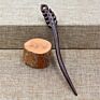 Vintage Retro Chinese Black Wooden Sandalwood Carved Long Horn Fork Pen Hairpin Wood Chopsticks Hair Sticks Pins Picks for Women