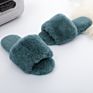 Women's Soft Indoor Home Fluffy Fuzzy Sheep Slippers Real Wool Fur Sheepskin Open Toe Fur Slides Slippers