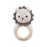 Wooden Ring Crochet Bunny Bear Fox Elephant Deer Giraffe Animal Crochet Rattle Teething Toy