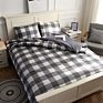 100% Polyester Luxury Queen Size Plaid Duvet Cover Pillow Case Home Bedding Set