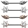 10Pairs/Set Stainless Steel Nipple Rings Tongue Ring Piercing Body Jewelry Barbell Cz Heart Shape Rings for Women Girls