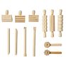 12Pcs Wooden Dough Tools Clay Pattern Rolling Pin Set Dough Molding Shaping Tool for Toddler Kids Art Craft Activity Supplies