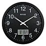 14 Inch Mental Wall Clock with Digital Readout for Month, Date, Day and Room Temperature