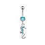 14G Bellybutton Ring Navel Piercing with Dangling Sea Horse