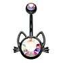 14G Black Cat with Ab Gem Sparkle Belly Rings