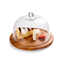 16*7.5 Clear Glass Dome with Bamboo Wood Base
