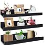 16 Inch Black Floating Shelves Set of 3 Picture Ledge Wall Mount Shelf for Bedroom Living Room Office Kitchen
