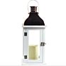 16" Led Candle Decorative Flame Effect Hanging Candle Lantern Table Desk Lamp White Candle Wood Lanterns Home Accessory