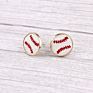 16Mm Dainty Stitched Red White Softball Baseball Stud Earrings for Women Daildy Jewelry Cute Stud Earrings Baseball Button Studs