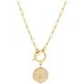 18K Gold Moon Star Lion Pendant Necklace Medallion Oval Link Chain Choker Layering Jewelry for Women Girls