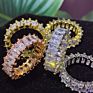 18K Gold Plated Silver Plating Wedding Ring Women Cz Eternity Band Stack Baguette Cubic Zirconia Finger Ring